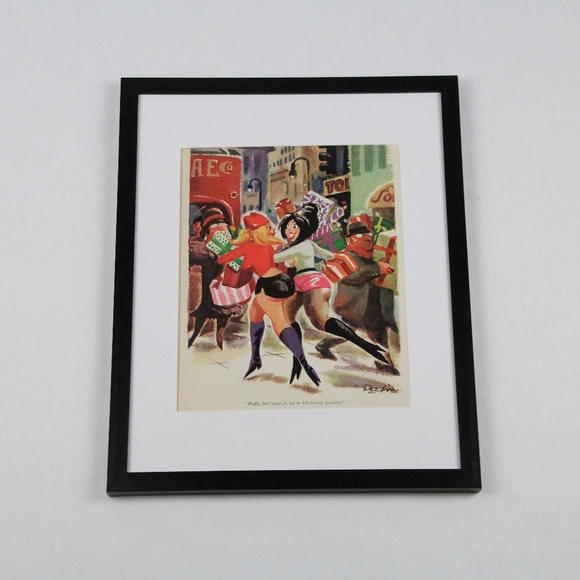 Vintage Art Vintage Christmas Comic Cartoon Framed Art Piece Home